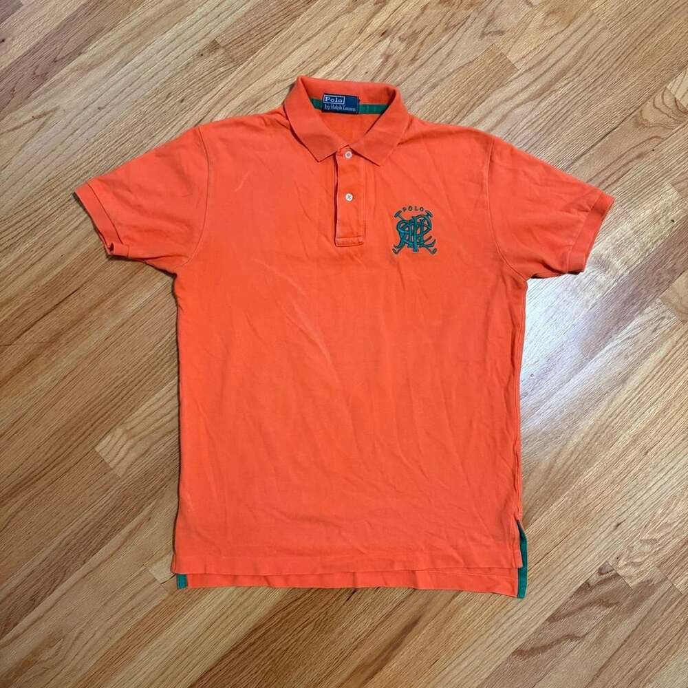 Polo Ralph Lauren Crest Polo Shirt Orange Green RL Monogram